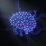 AI 토큰 — 신경망 뇌와 블록체인이 결합된 이미지