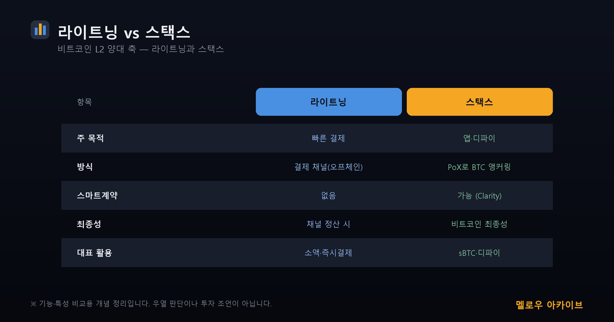 라이트닝 vs 스택스 비교표