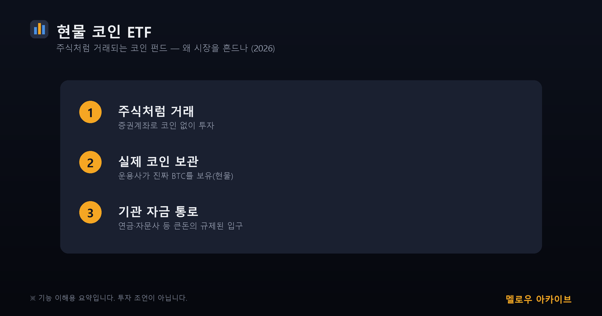 현물 코인 ETF 핵심 3가지