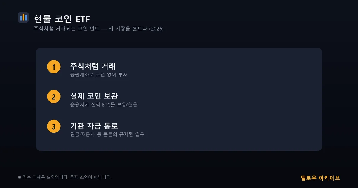 현물 코인 ETF 핵심 3가지