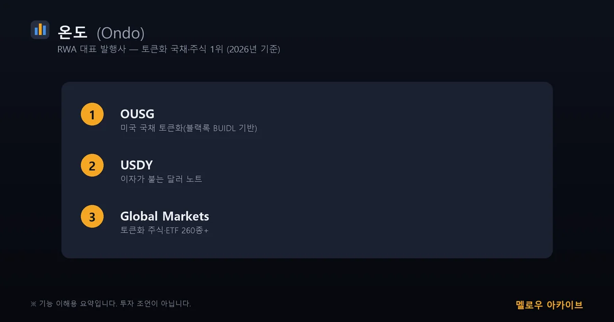 온도 Ondo 핵심 3가지