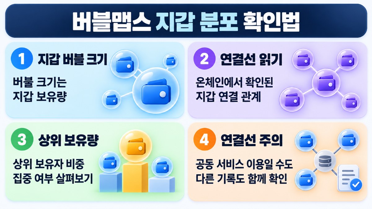 버블맵스 사이트 지도 읽는 법: 버블 크기·연결선·상위 보유량 해석